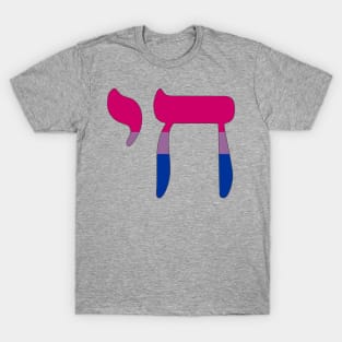 Chai - Jewish Life Symbol (Bi Pride Colors) T-Shirt